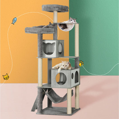 i.Pet Cat Tree 178cm Tower Scratching Post Scratcher Wood Bed Condo House Wooden Ladder