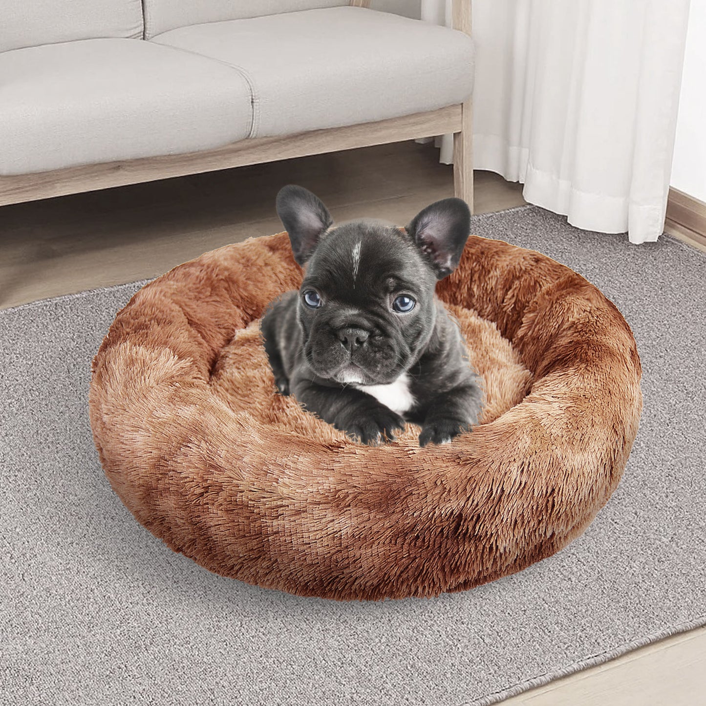 Pawfriends Dog Cat Pet Calming Bed Warm Soft Plush Round Nest Comfy Sleeping Kennel Cave 70