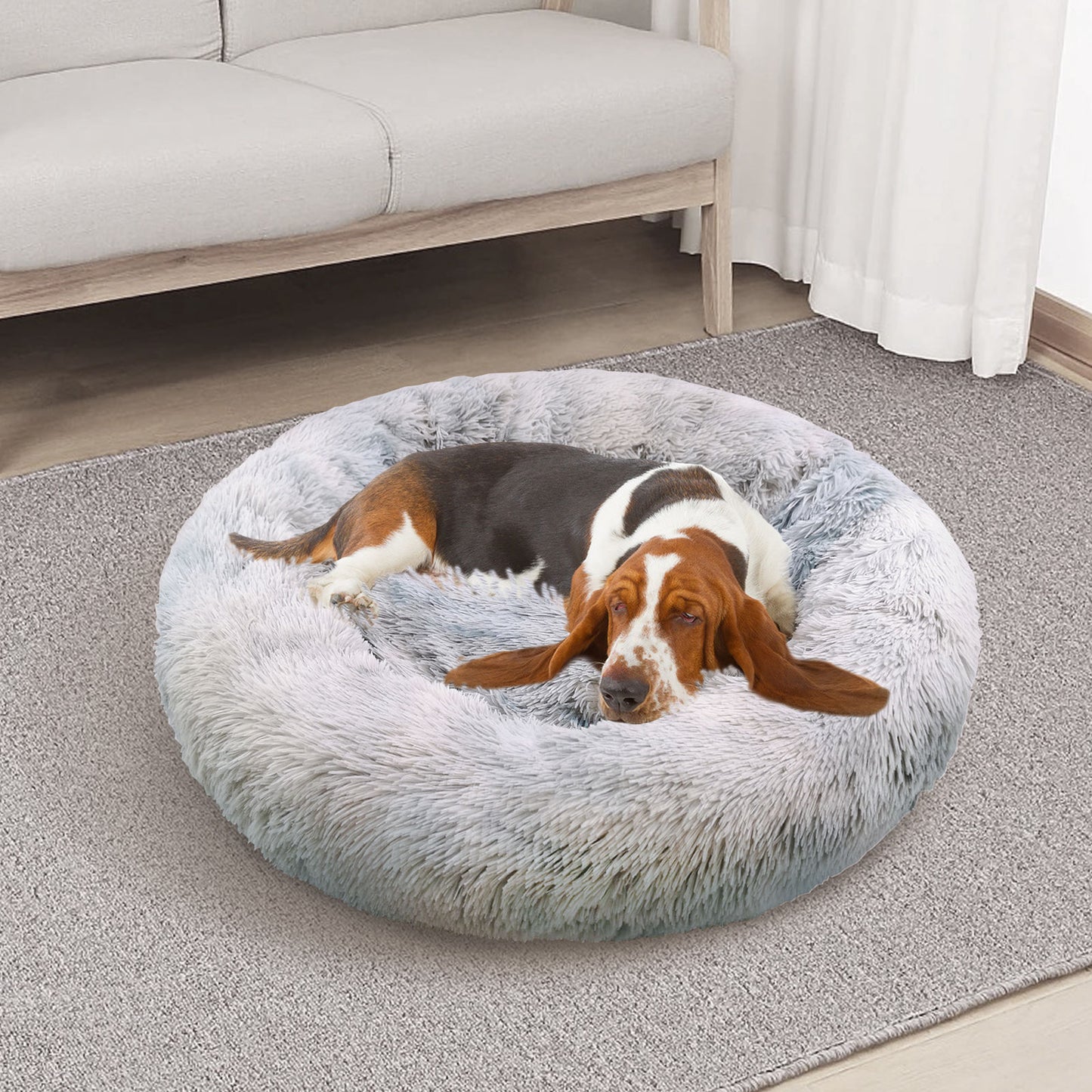 Pawfriends Dog Cat Pet Calming Bed Warm Soft Plush Round Nest Comfy Sleeping Washable Zip