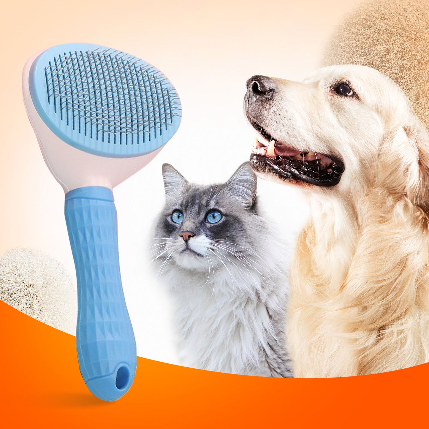 Pawfriends Pet Dog Cat Comb Brush Remove Floating Hair Hairdressing Self-Cleaning  Comb