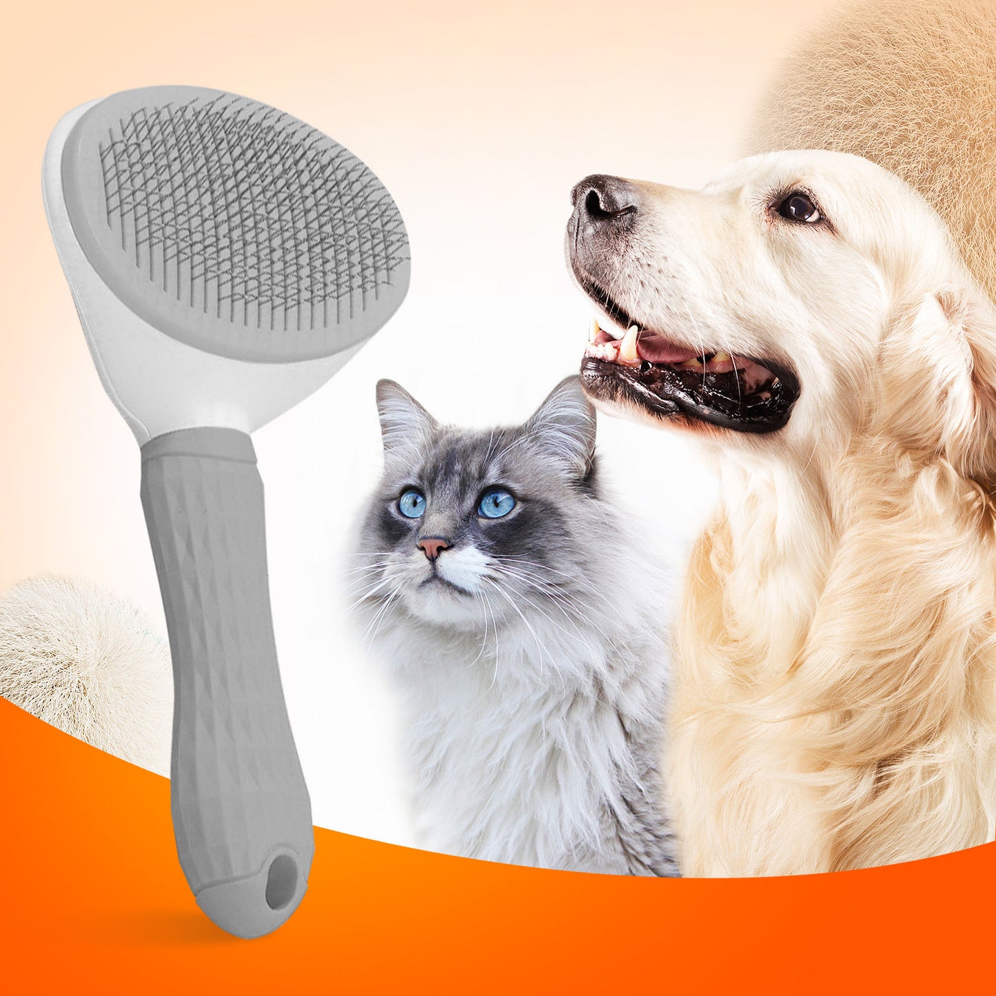 Pawfriends Pet Dog Cat Grooming Comb Brush Tool Gently Removes Loose Knots Mats Grey