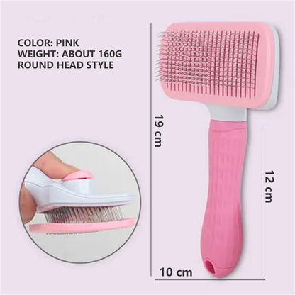 Pawfriends Pet Dog Cat Grooming Comb Brush Tool Gently Removes Loose Knots Mats Pink