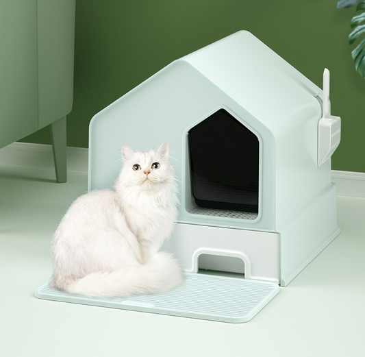 Petwiz Enclosed Cat Litter Box House – Green